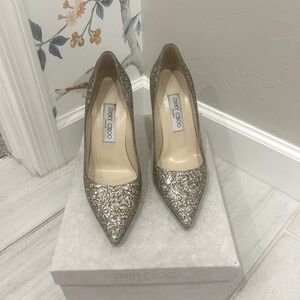 Jimmy Choo Abel Antique gold heels